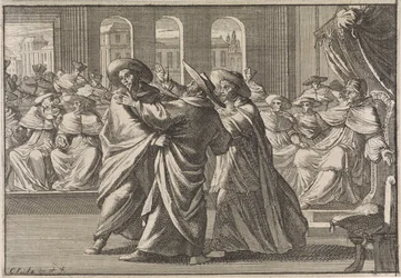Durante la elección de Urbano VIII, el cardenal Borja y el cardenal Antonio Barberini chocan, 1632
