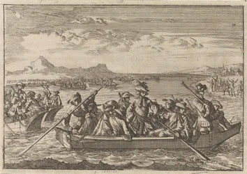 Los valdenses expulsados ​​​​de Saboya regresan a su país en barcazas a través del lago de Ginebra, 1689