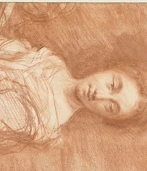 Retrato de una mujer joven no identificada, con media piel