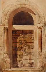 Portal de la Iglesia de Nervy St. Sepulchre copia facsímil de un dibujo de E. Viollet Le Duc, 1880