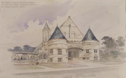 Estudio preliminar para un edificio de armería para la escuela Shattuck, Faribault, Minnesota