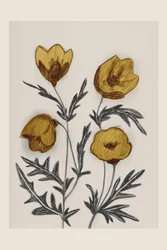 Flores silvestres doradas de estilo vintage
