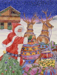 Papá Noel cargando su trineo