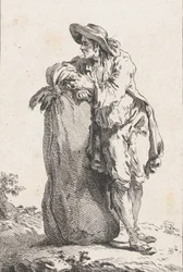 Campesino apoyado en un saco de grano, 1758