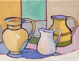 Vessels Amidst Soft Hues, 2024 (Óleo sobre lienzo)