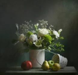 Elegante bodegón floral