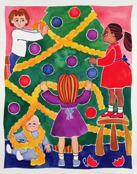 Decorando el árbol de Navidad