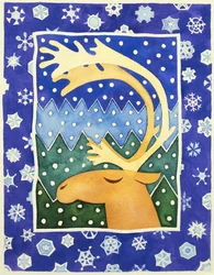 Renos y copos de nieve