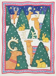 Renos alrededor de los árboles de Navidad
