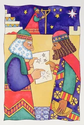 Los sabios buscando la estrella de Belén