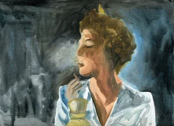 23.10.09 - Se fumó un último cigarrillo antes de acostarse, 2009 (óleo sobre papel)