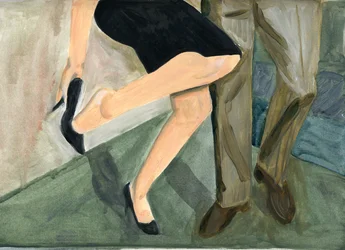 27.09.09 - Bailaron tan fuerte que ella tuvo que quitarse los zapatos, 2009 (óleo sobre papel)