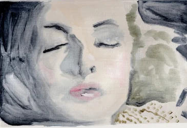 Diario de cine #49 (28.05.13 Él no quería despertarla), 2016 (óleo sobre papel)