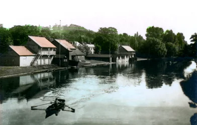Río y casa de botes, Burton-upon-Trent, 1926