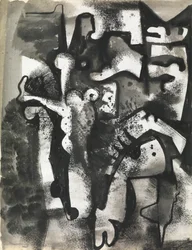 Composición de figuras, c.1951 (tinta y aguada sobre papel)