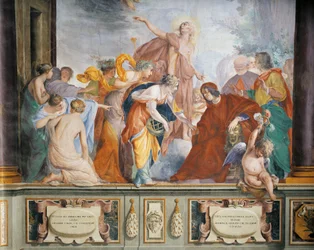 Lorenzo dando la bienvenida a las Musas y las Virtudes acompañadas por Apolo a Florencia
