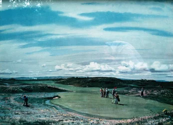 Cecil Aldin 1870-1935, impresión artística de campo de golf, c. 1920