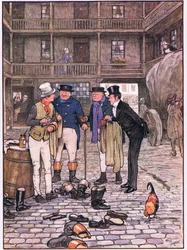 Sam en el patio del White Hart