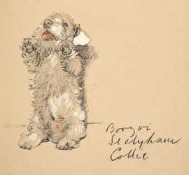 Sealyham, 1930, Ilustraciones de su cuaderno de bocetos utilizado para Just Among Friends, publicado más tarde por Eyre y Spottiswoode Limited, 1934