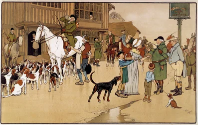 Parada en la posada durante una caza de liebres.