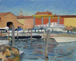 Astillero, última hora de la tarde, Venecia, 2022 (óleo sobre lienzo)