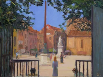 Posando en Campo Santo Stefano (óleo sobre lienzo)