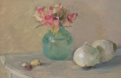 Rosas y cebollas venecianas (Óleo sobre tabla)
