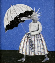 El paraguas (óleo sobre tabla)