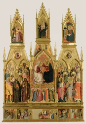 Políptico con la Coronación de la Virgen y santos