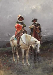 Un caballero en un caballo blanco