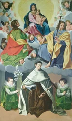 Virgen con el Niño y Santiago, Juan el Mayor, Alberto degli Abati y dos niños de la casa Panici, c.1595-1598 (óleo sobre lienzo)