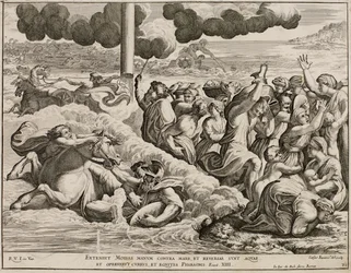 Los israelitas cruzando el Mar Rojo después del fresco de Rafael