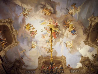 Alegoría de Italia, fresco en el techo, Sala de la Mayoría, Palacio de Finanzas, Roma