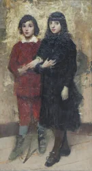 Dos primos, Cesare Tallone (óleo sobre lienzo)