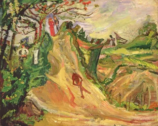Colina con un hombre en el camino