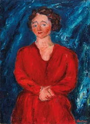 La Femme en rouge au fond bleu, ca 1928