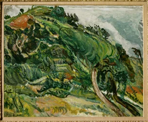 Paisaje con árboles (pintura sobre lienzo)