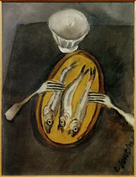 Naturaleza muerta con arenques, c.1916 (pintura sobre lienzo)