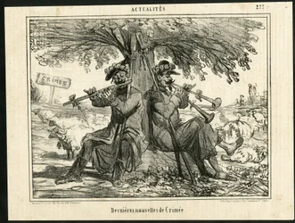 Ilustración de Cham (1819-1879) en Le Charivari - Últimas noticias de la guerra de Crimea - Guerra, música, Crimea