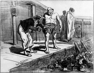 Baños en París; Caricatura de Cham