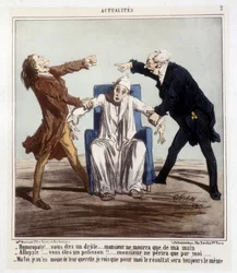 Caricatura sobre la alopatía y la homeopatía por Cham