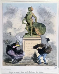 Proyecto para erigir una estatua en honor a Macadam en el Boulevard des Italiens, París