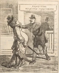 Madame, no es aconsejable entrar!. Le Charivari, 16 de abril de 1877