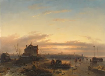 Invierno en el IJ antes de Ámsterdam