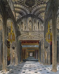 Conservatorio, grabado de Richard Reeve, basado en diseño de Charles Wild, de La Historia de las Residencias Reales