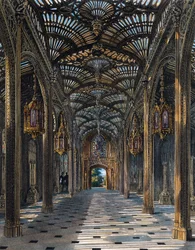 Conservatorio, grabado de Richard Reeve (nacido en 1780), basado en el diseño de Charles Wild (1781-1835), de La Historia de las Residencias Reales