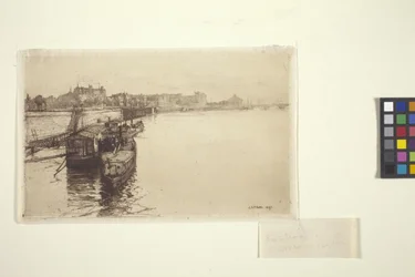 Barcos de pasajeros en el Sena (tinta)