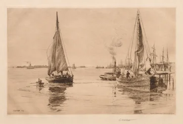 Dos balandros en el East River, 1889