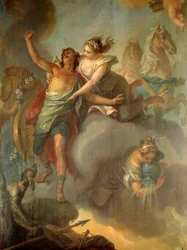 Aurora y Céfalo. Aurora intenta secuestrar a Céfalo, prometido de Procris, de quien está enamorada