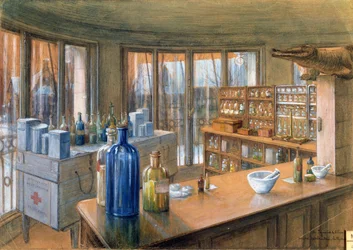La farmacia del Hospital Militar Holandés en París, 1917